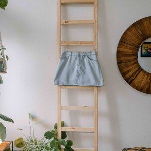 Divided Light Wash Jean A Line Mini Skirt